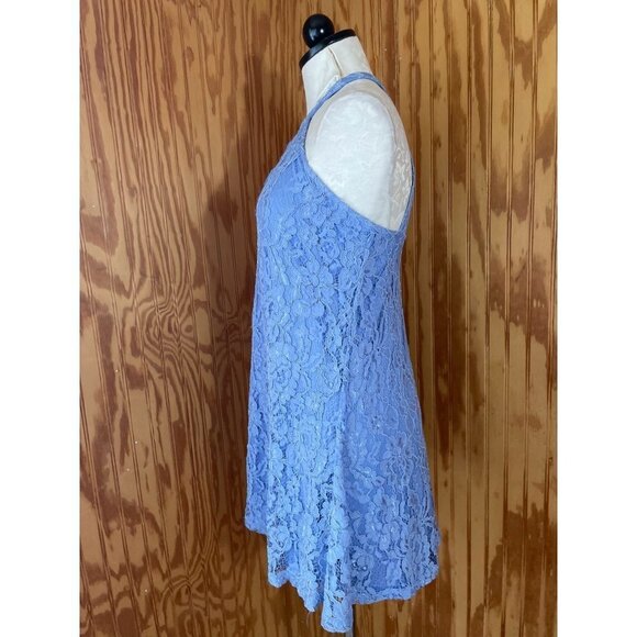 Francesca's Floral Lace Shift Mini Dress Sleeveless Keyhole Fully Lined S - Picture 4 of 11